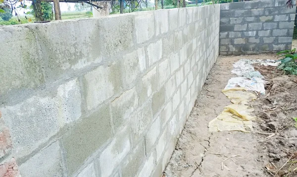 Boundary Wall Construction at Durgamothi using SABA Hollow Blocks